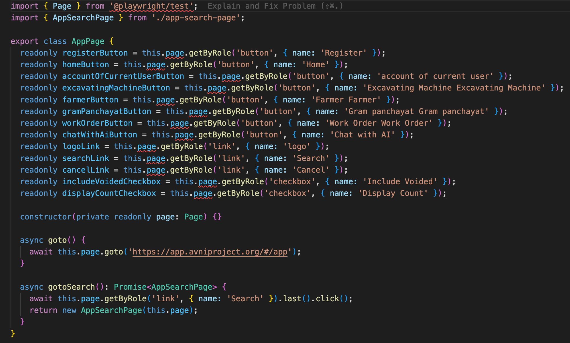 AppPage — navigation methods typed to their destination pages